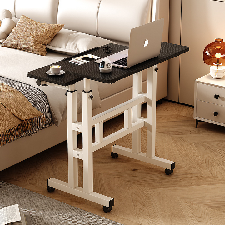 Bureau roulant rectangulaire moderne minimaliste en MDF et acier, réglable en hauteur, bureau d’ordinateur réglable pour bureau à domicile 
