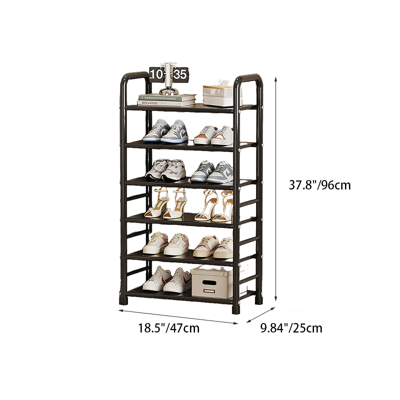 Modern Minimalist Iron Curved Rectangular Shoe Storage 5/6/7/8 Tier For Living Room