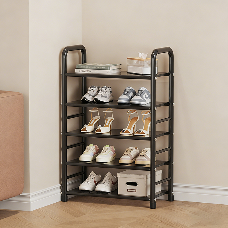 Modern Minimalist Iron Curved Rectangular Shoe Storage 5/6/7/8 Tier For Living Room