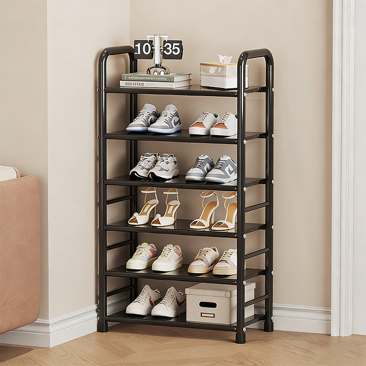 Modern Minimalist Iron Curved Rectangular Shoe Storage 5/6/7/8 Tier For Living Room