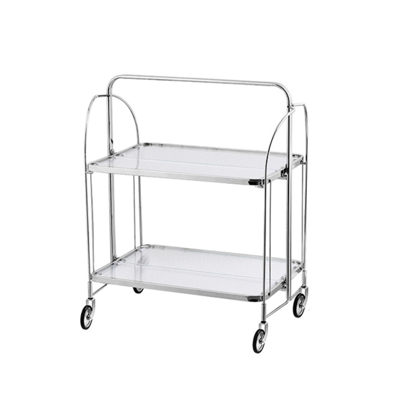 Contemporary Scandinavian Glass Iron Movable Rectangular Curved Side Table 2-Tier For Living Room