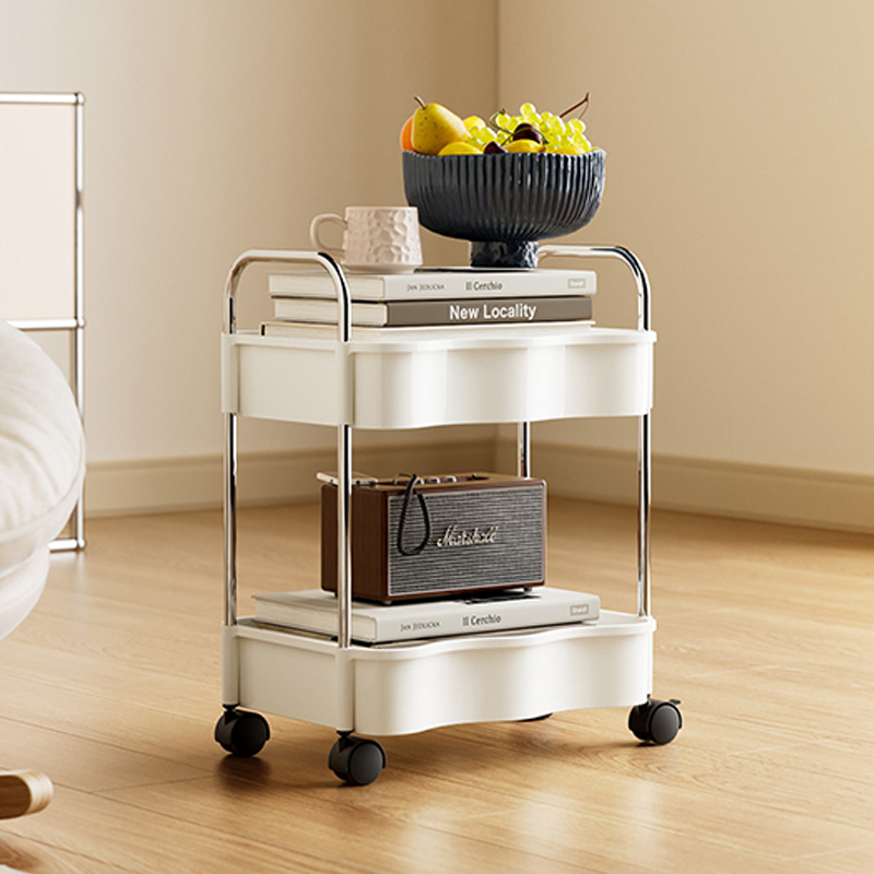 Contemporary Creative PP PET Stainless Steel Wave Shape Movable Storage Shelf 2/3/4 Tier For Living Room