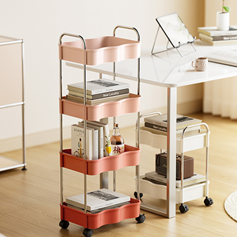 Contemporary Creative PP PET Stainless Steel Wave Shape Movable Storage Shelf 2/3/4 Tier For Living Room