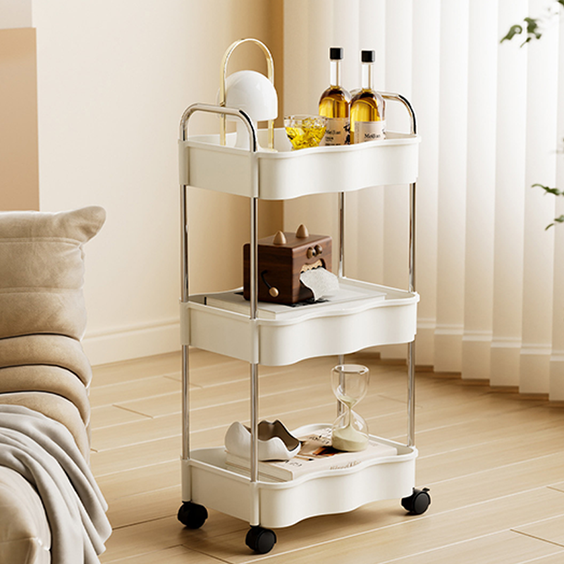 Contemporary Creative PP PET Stainless Steel Wave Shape Movable Storage Shelf 2/3/4 Tier For Living Room