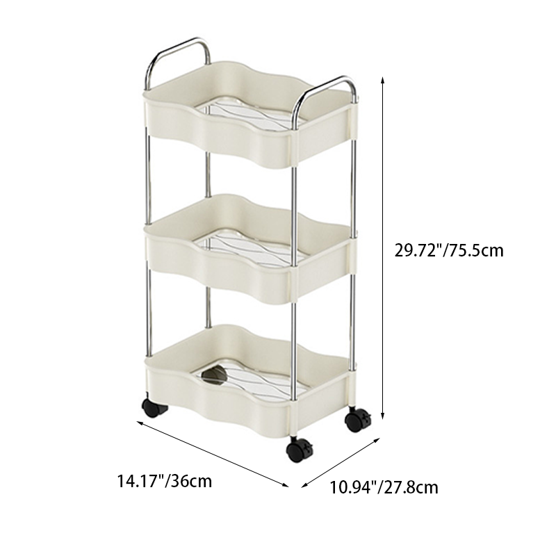 Contemporary Creative PP PET Stainless Steel Wave Shape Movable Storage Shelf 2/3/4 Tier For Living Room