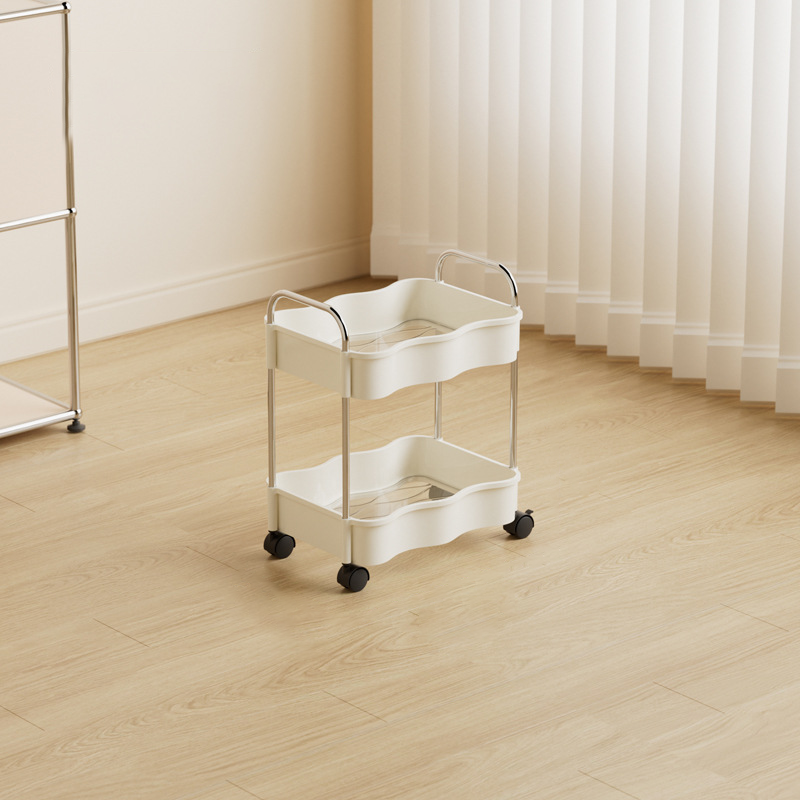 Contemporary Creative PP PET Stainless Steel Wave Shape Movable Storage Shelf 2/3/4 Tier For Living Room