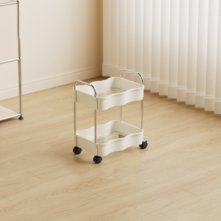 Contemporary Creative PP PET Stainless Steel Wave Shape Movable Storage Shelf 2/3/4 Tier For Living Room