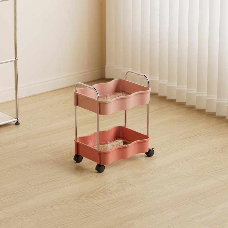 Contemporary Creative PP PET Stainless Steel Wave Shape Movable Storage Shelf 2/3/4 Tier For Living Room