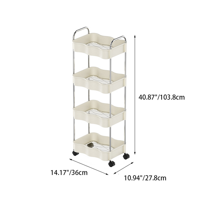 Contemporary Creative PP PET Stainless Steel Wave Shape Movable Storage Shelf 2/3/4 Tier For Living Room