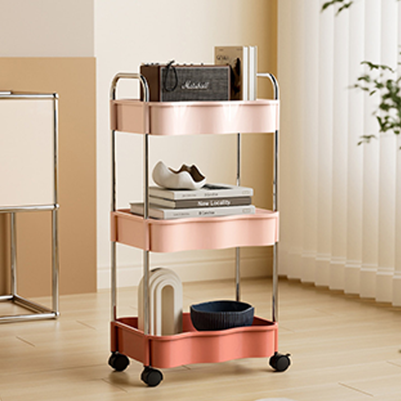 Contemporary Creative PP PET Stainless Steel Wave Shape Movable Storage Shelf 2/3/4 Tier For Living Room