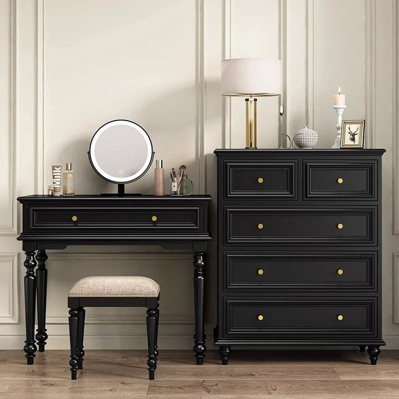Traditional French Plywood Rectangular Cylindrical Storage Cabinet 5-Drawer For Living Room