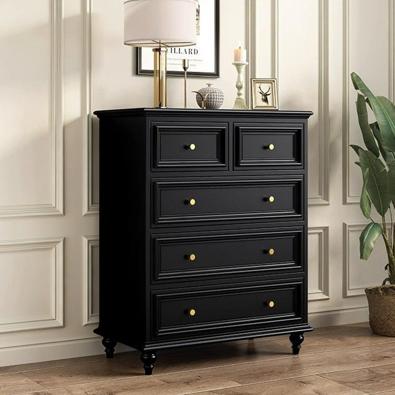 Traditional French Plywood Rectangular Cylindrical Storage Cabinet 5-Drawer For Living Room