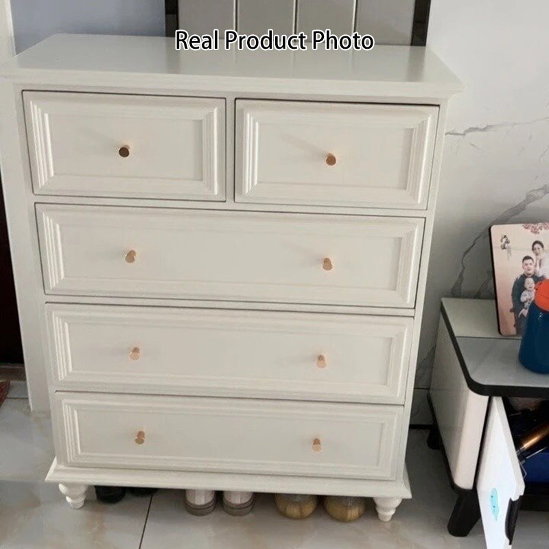 Traditional French Plywood Rectangular Cylindrical Storage Cabinet 5-Drawer For Living Room
