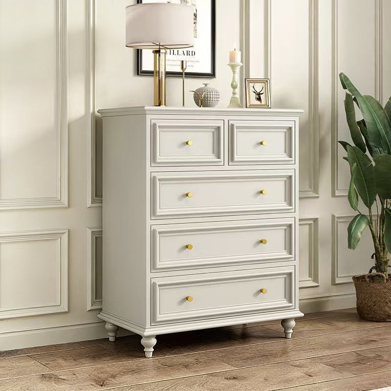 Traditional French Plywood Rectangular Cylindrical Storage Cabinet 5-Drawer For Living Room