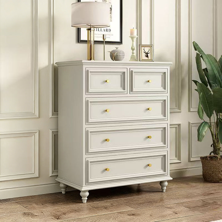 Traditional French Plywood Rectangular Cylindrical Storage Cabinet 5-Drawer For Living Room