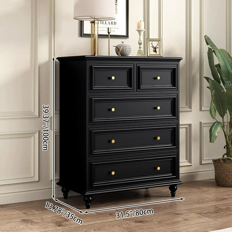 Traditional French Plywood Rectangular Cylindrical Storage Cabinet 5-Drawer For Living Room