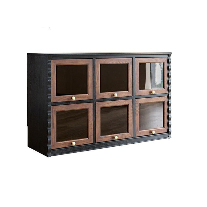 Gabinete de almacenamiento rectangular de madera contrachapada con tablero de ajedrez de vidrio francés tradicional 2/6 para sala de estar 