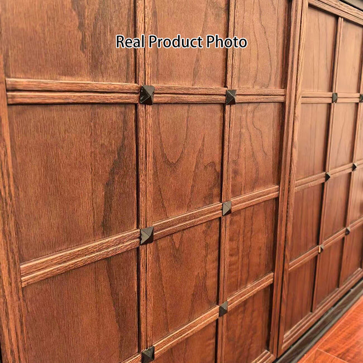 Gabinete de almacenamiento rectangular de madera contrachapada con tablero de ajedrez de vidrio francés tradicional 2/6 para sala de estar 