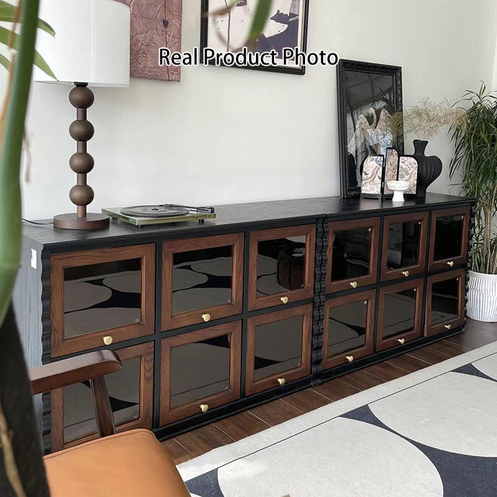 Gabinete de almacenamiento rectangular de madera contrachapada con tablero de ajedrez de vidrio francés tradicional 2/6 para sala de estar 