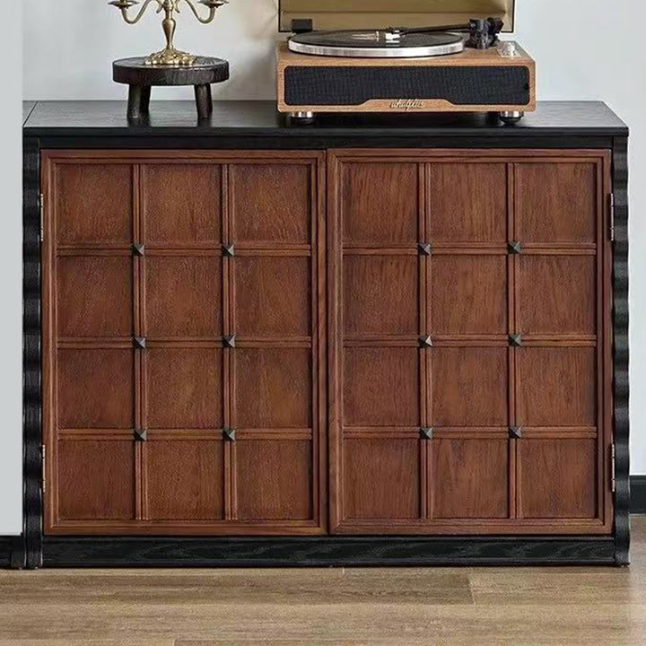 Gabinete de almacenamiento rectangular de madera contrachapada con tablero de ajedrez de vidrio francés tradicional 2/6 para sala de estar 