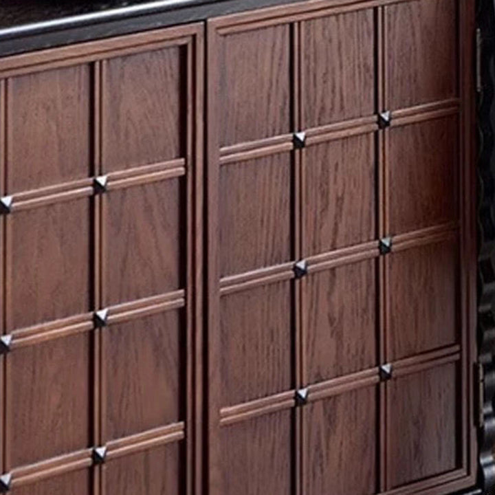 Gabinete de almacenamiento rectangular de madera contrachapada con tablero de ajedrez de vidrio francés tradicional 2/6 para sala de estar 