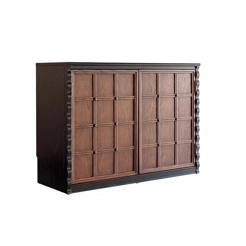 Gabinete de almacenamiento rectangular de madera contrachapada con tablero de ajedrez de vidrio francés tradicional 2/6 para sala de estar 