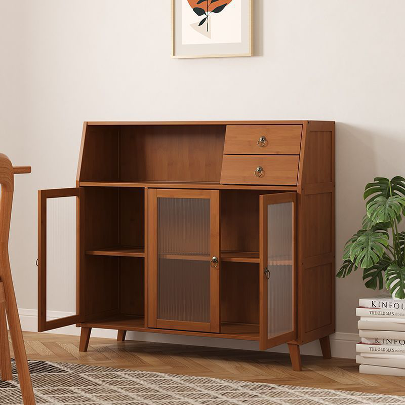 Traditional Chinese Bamboo MDF Acrylic Trapezoid Rectangular Sideboard Cabinet With 1/2/3 Cabinet For Living Room