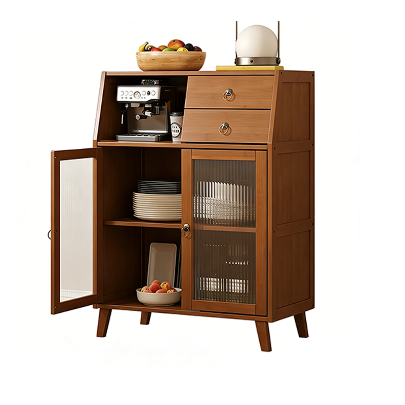 Traditional Chinese Bamboo MDF Acrylic Trapezoid Rectangular Sideboard Cabinet With 1/2/3 Cabinet For Living Room