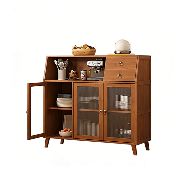 Traditional Chinese Bamboo MDF Acrylic Trapezoid Rectangular Sideboard Cabinet With 1/2/3 Cabinet For Living Room