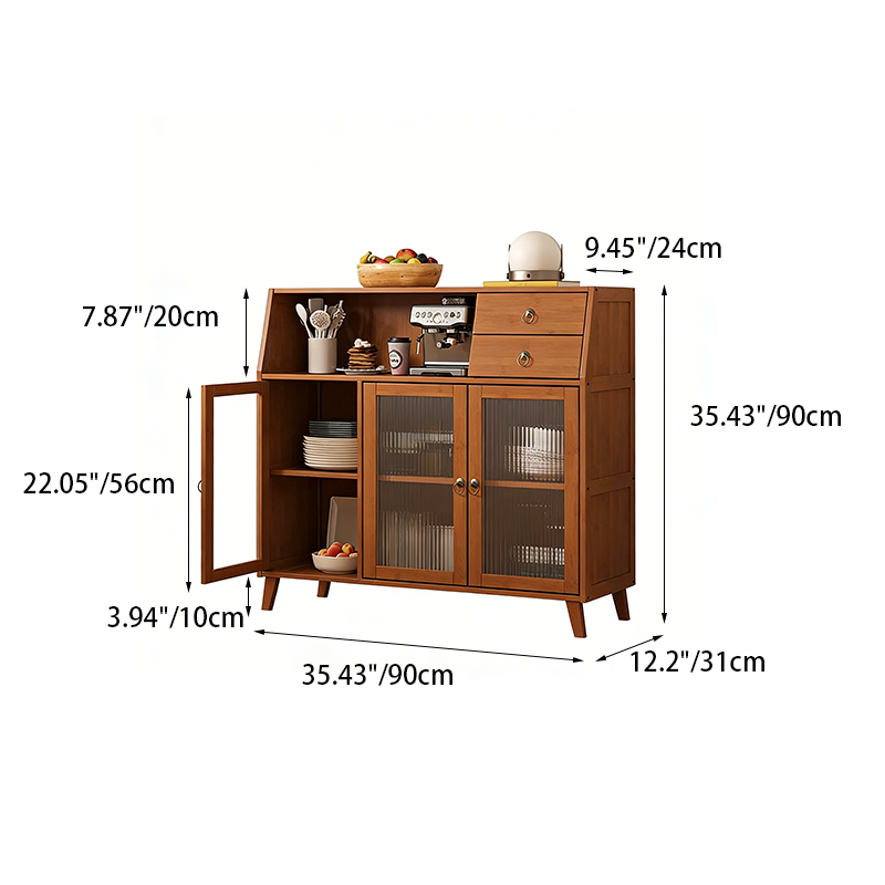 Traditional Chinese Bamboo MDF Acrylic Trapezoid Rectangular Sideboard Cabinet With 1/2/3 Cabinet For Living Room