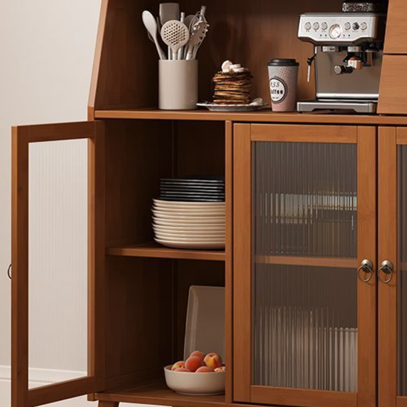 Traditional Chinese Bamboo MDF Acrylic Trapezoid Rectangular Sideboard Cabinet With 1/2/3 Cabinet For Living Room