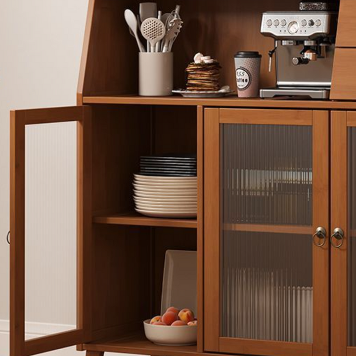 Traditional Chinese Bamboo MDF Acrylic Trapezoid Rectangular Sideboard Cabinet With 1/2/3 Cabinet For Living Room