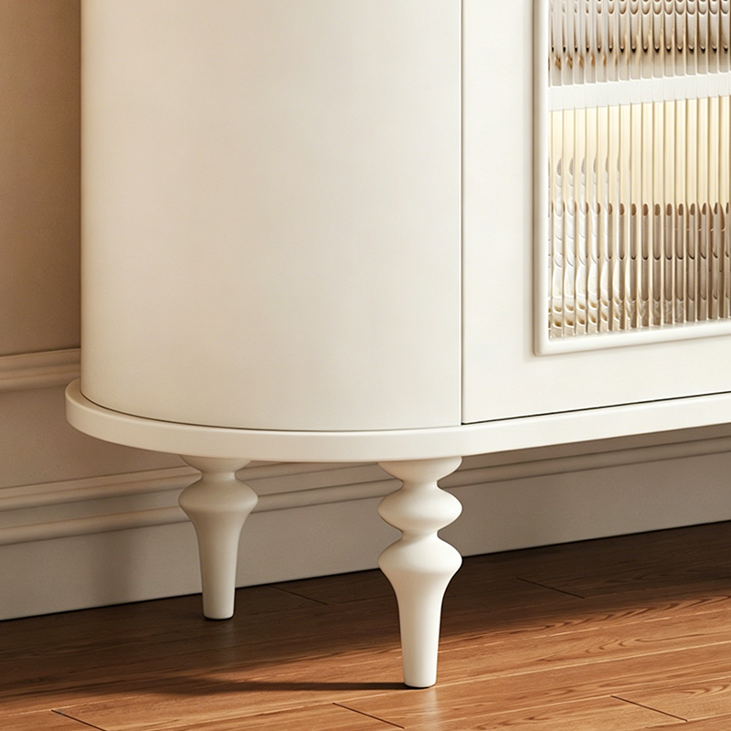 Traditional French Engineered Wood MDF Oval Roman Column Storage Cabinet With 2 Drawers For Living Room