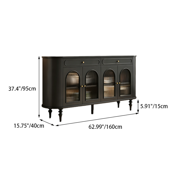 Traditional French Engineered Wood MDF Oval Roman Column Storage Cabinet With 2 Drawers For Living Room