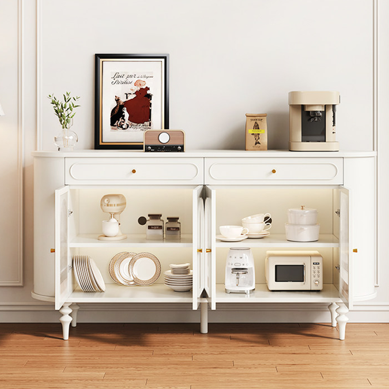 Traditional French Engineered Wood MDF Oval Roman Column Storage Cabinet With 2 Drawers For Living Room