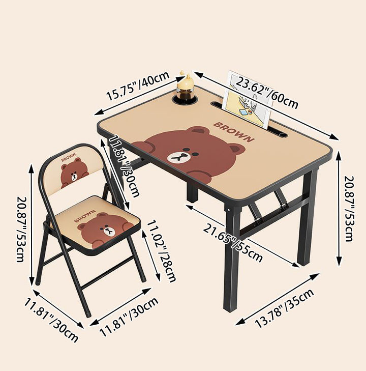 Conjunto moderno Art Déco de escritorio de estudio infantil rectangular con esquinas redondeadas de MDF y hierro con 1 nivel para sala de estar 