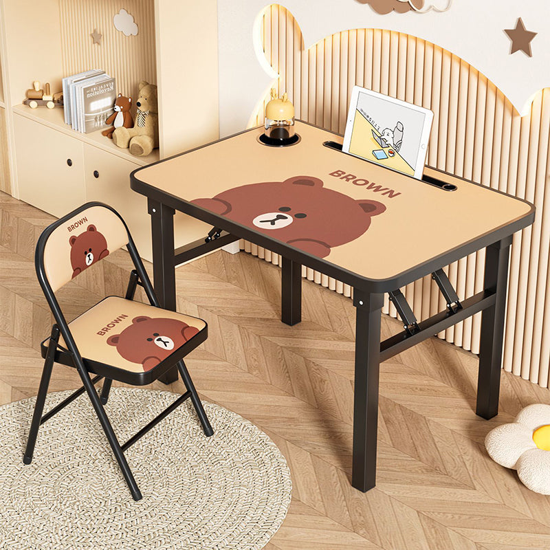 Conjunto moderno Art Déco de escritorio de estudio infantil rectangular con esquinas redondeadas de MDF y hierro con 1 nivel para sala de estar 