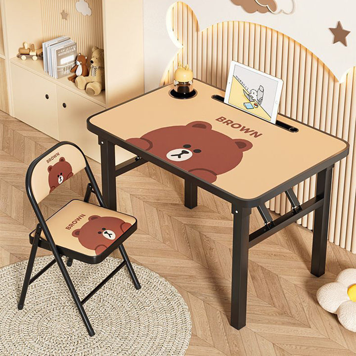 Conjunto moderno Art Déco de escritorio de estudio infantil rectangular con esquinas redondeadas de MDF y hierro con 1 nivel para sala de estar 