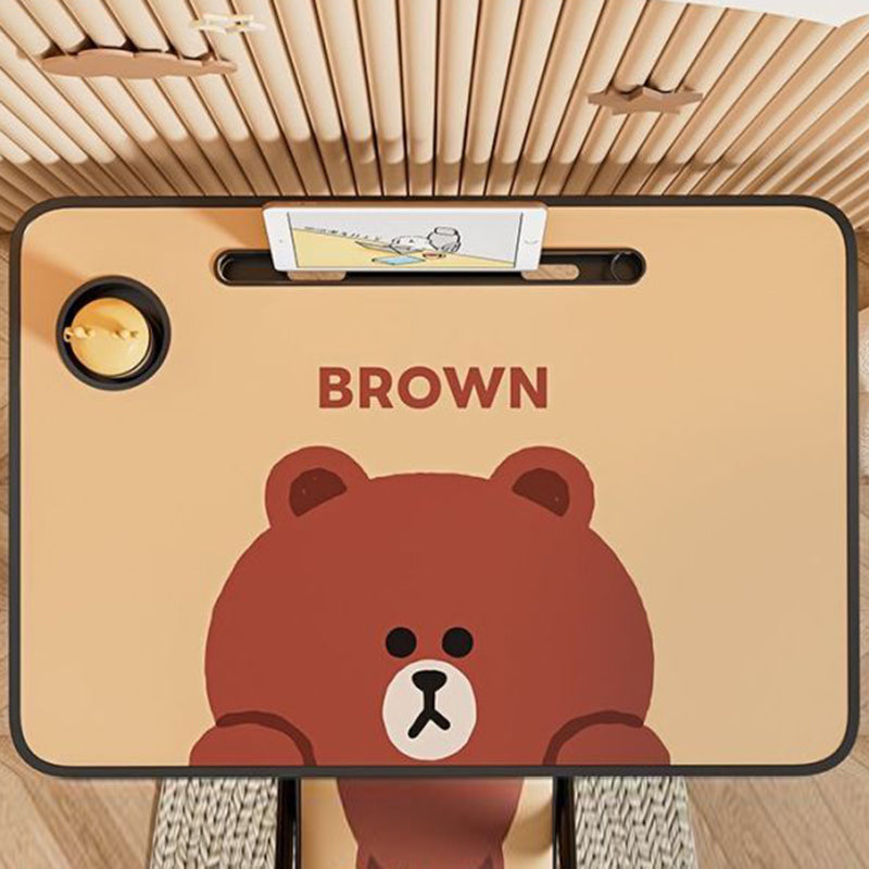 Conjunto moderno Art Déco de escritorio de estudio infantil rectangular con esquinas redondeadas de MDF y hierro con 1 nivel para sala de estar 