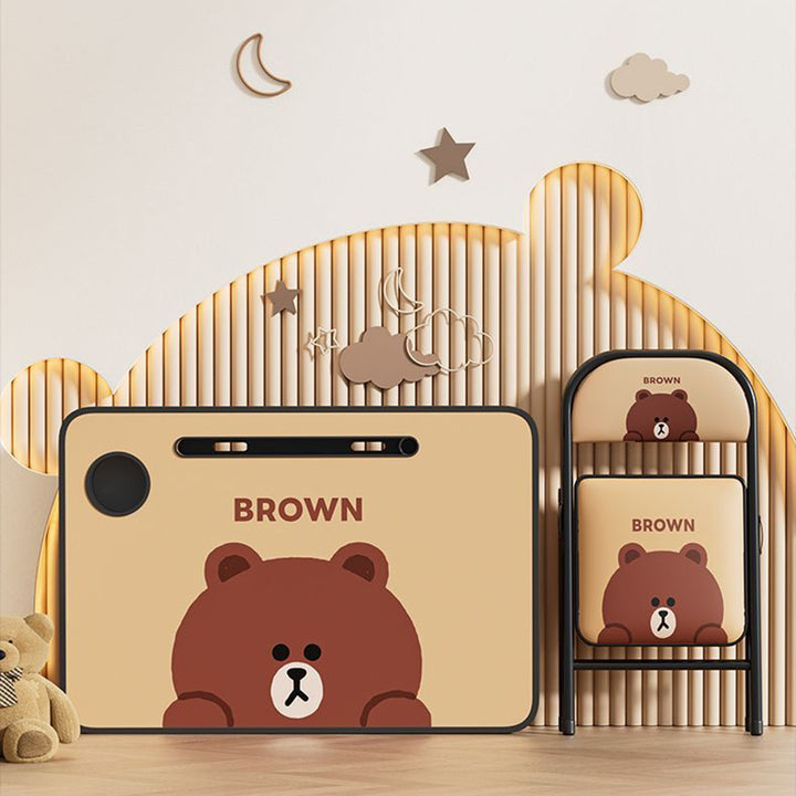 Conjunto moderno Art Déco de escritorio de estudio infantil rectangular con esquinas redondeadas de MDF y hierro con 1 nivel para sala de estar 