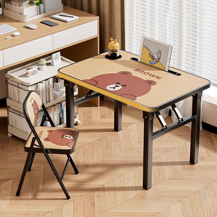 Conjunto moderno Art Déco de escritorio de estudio infantil rectangular con esquinas redondeadas de MDF y hierro con 1 nivel para sala de estar 