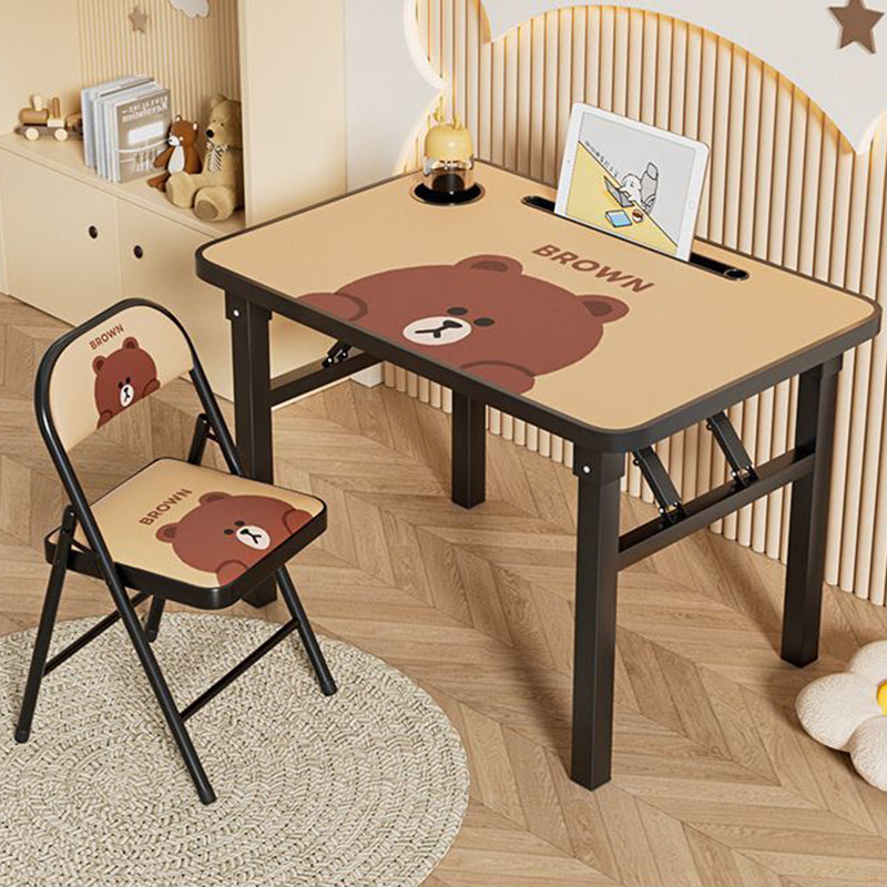 Conjunto moderno Art Déco de escritorio de estudio infantil rectangular con esquinas redondeadas de MDF y hierro con 1 nivel para sala de estar 