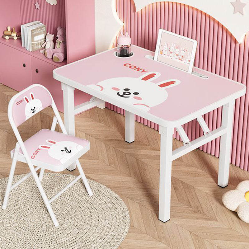 Conjunto moderno Art Déco de escritorio de estudio infantil rectangular con esquinas redondeadas de MDF y hierro con 1 nivel para sala de estar 