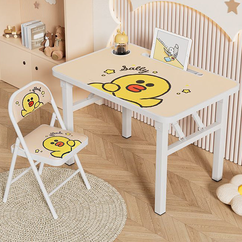 Conjunto moderno Art Déco de escritorio de estudio infantil rectangular con esquinas redondeadas de MDF y hierro con 1 nivel para sala de estar 