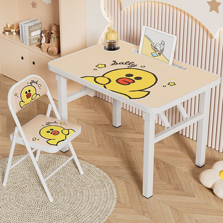 Conjunto moderno Art Déco de escritorio de estudio infantil rectangular con esquinas redondeadas de MDF y hierro con 1 nivel para sala de estar 