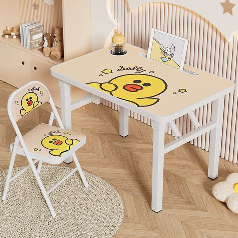 Conjunto moderno Art Déco de escritorio de estudio infantil rectangular con esquinas redondeadas de MDF y hierro con 1 nivel para sala de estar 