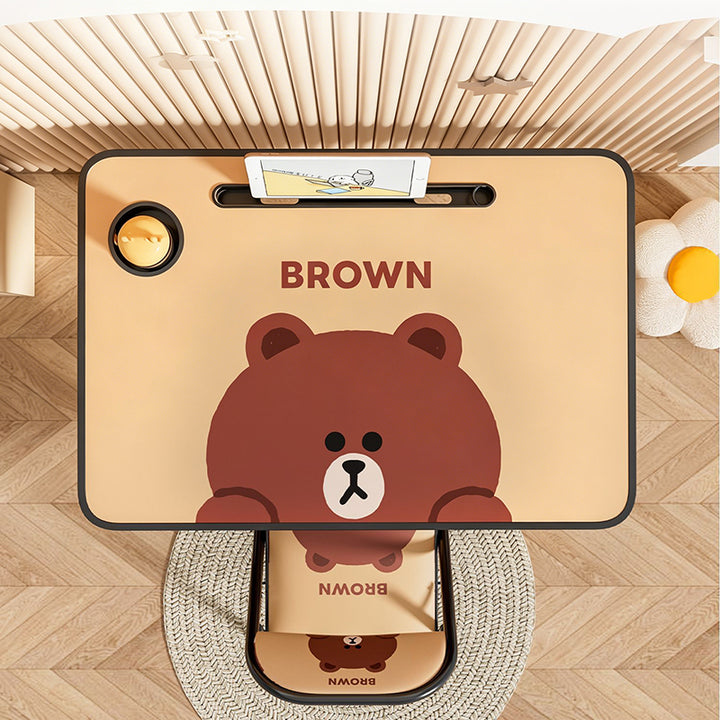 Conjunto moderno Art Déco de escritorio de estudio infantil rectangular con esquinas redondeadas de MDF y hierro con 1 nivel para sala de estar 