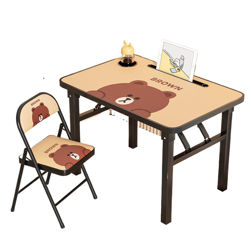 Conjunto moderno Art Déco de escritorio de estudio infantil rectangular con esquinas redondeadas de MDF y hierro con 1 nivel para sala de estar 