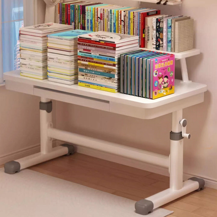 Modern Minimalist MDF Metal Adjustable Rectangular Study Desk With Hand Crank Lift For Living Room