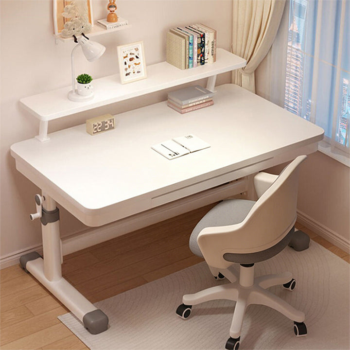 Modern Minimalist MDF Metal Adjustable Rectangular Study Desk With Hand Crank Lift For Living Room